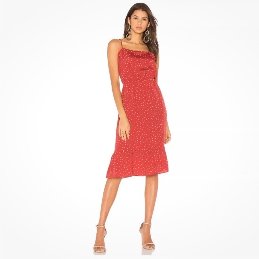 Lovers + Friends Orange Midi Sundress Spaghetti Strap